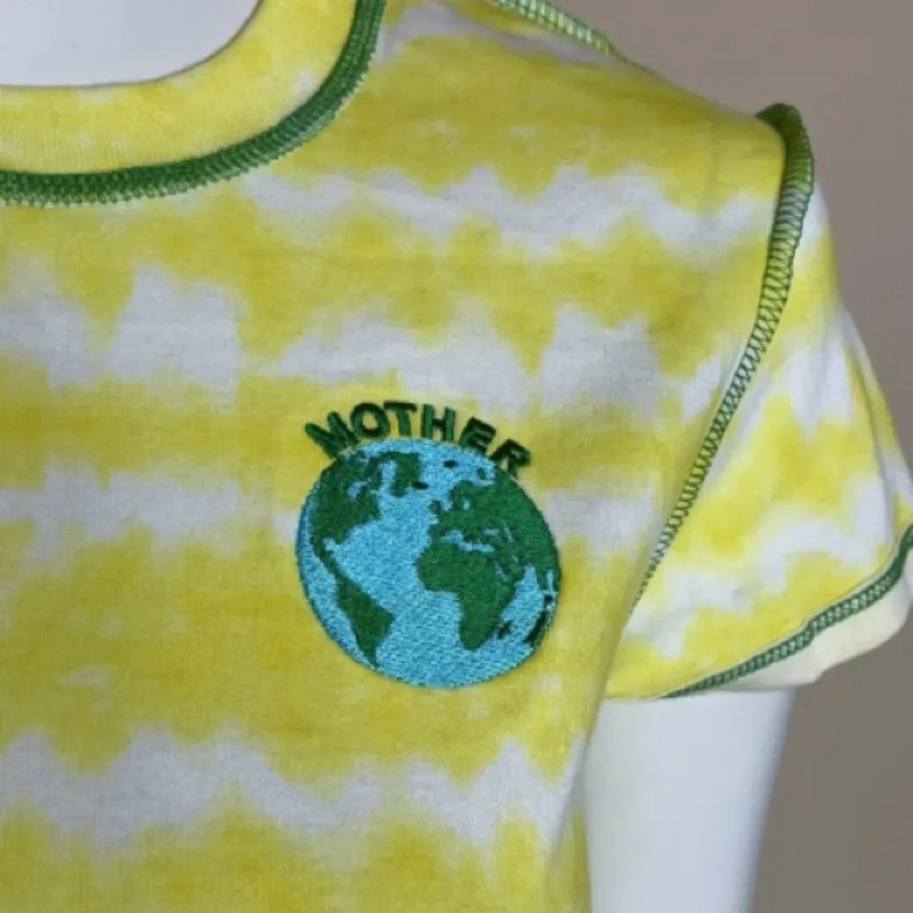 (A56) Free People Made Some‎ Souvenirs Earth Yellow Striped Cropped Tee, L, NWOT